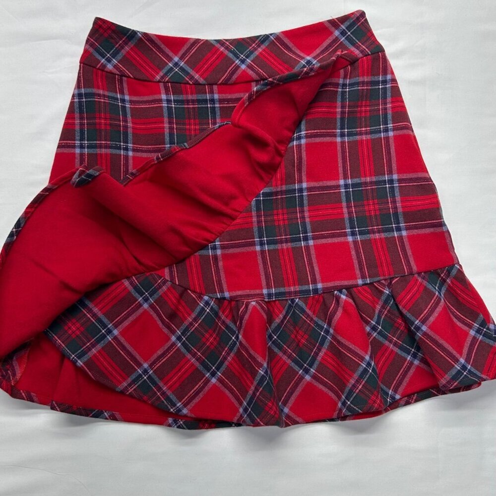 Vineyard Vines Nantucket Lurex Tartan Red Ruffle Skirt NWT Size 00 - Picture 6 of 15